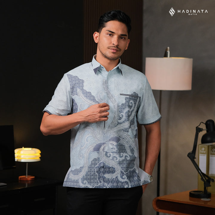 Kemeja Batik Signature Lengan Pendek - Alodya Blue