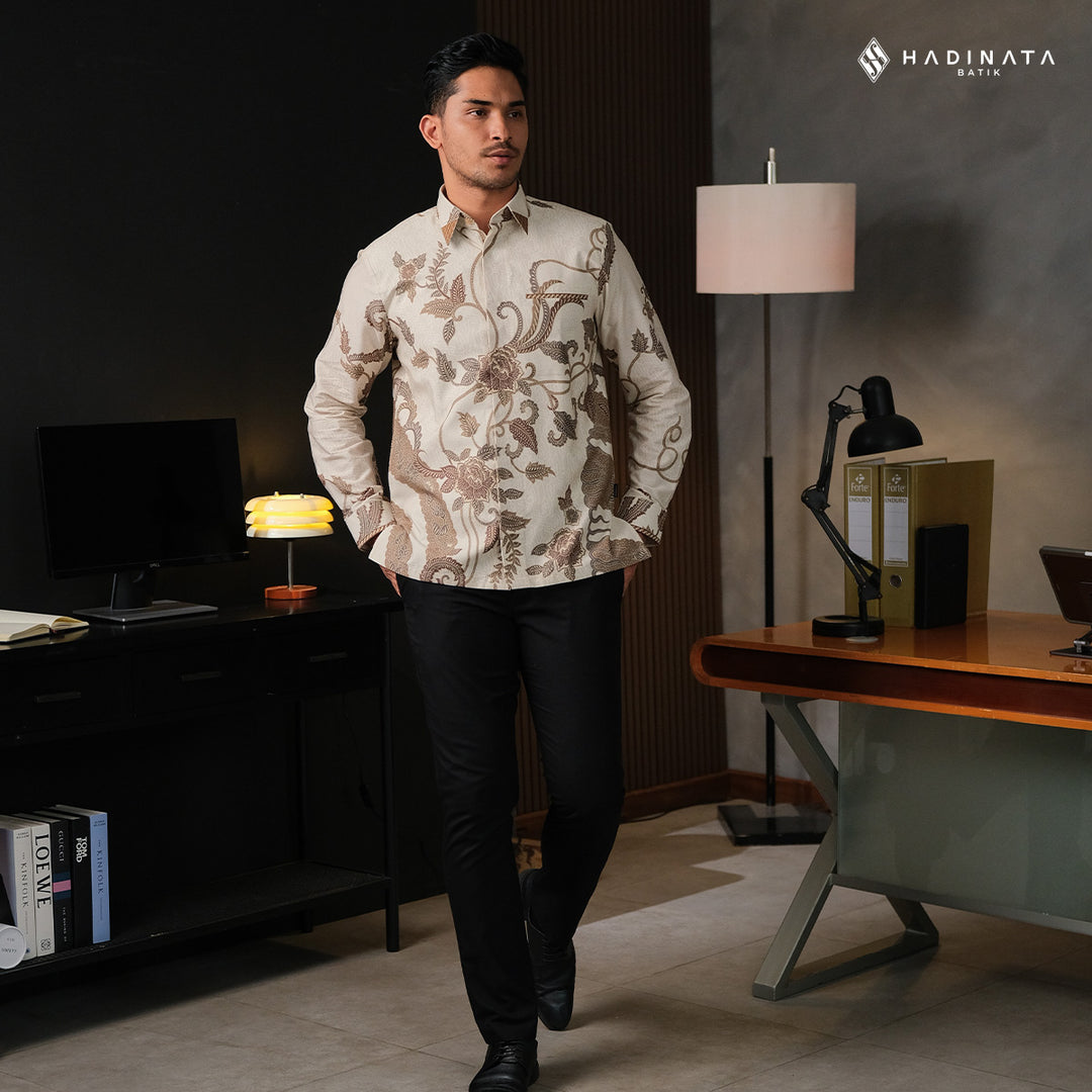 Kemeja Batik Signature Lengan Panjang - Laras Lungo Cream