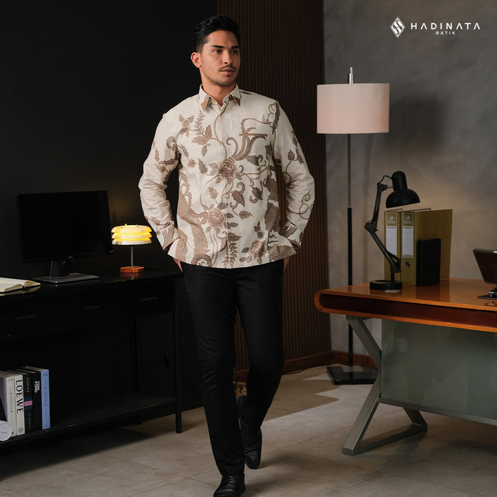Kemeja Batik Signature Lengan Panjang - Laras Lungo Cream