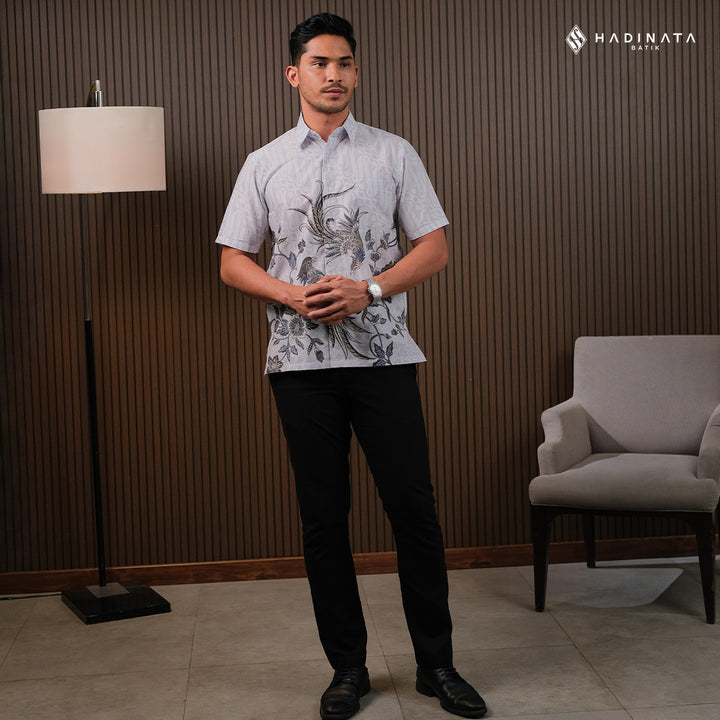 Kemeja Batik Lengan Pendek - Rona Runa White