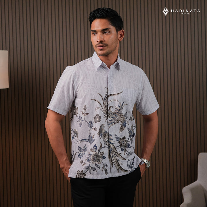 Kemeja Batik Lengan Pendek - Rona Runa White