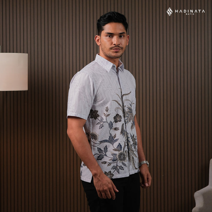 Kemeja Batik Lengan Pendek - Rona Runa White
