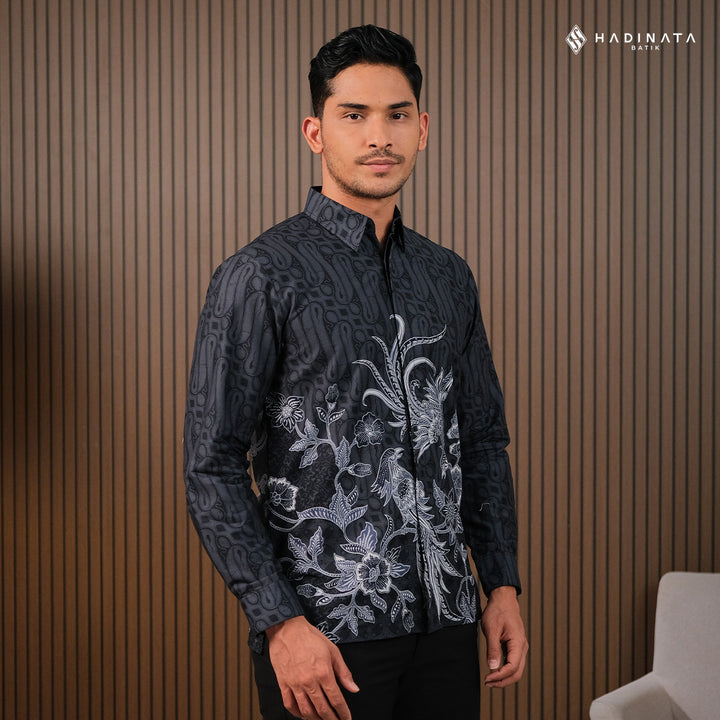 Kemeja Batik Lengan Panjang - Rona Runa Grey