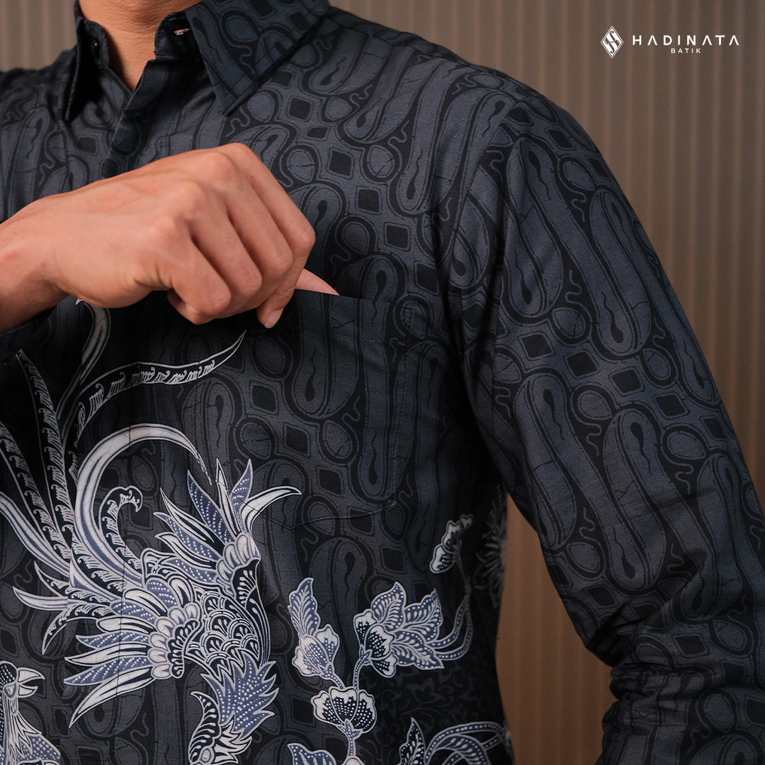 Kemeja Batik Lengan Panjang - Rona Runa Grey