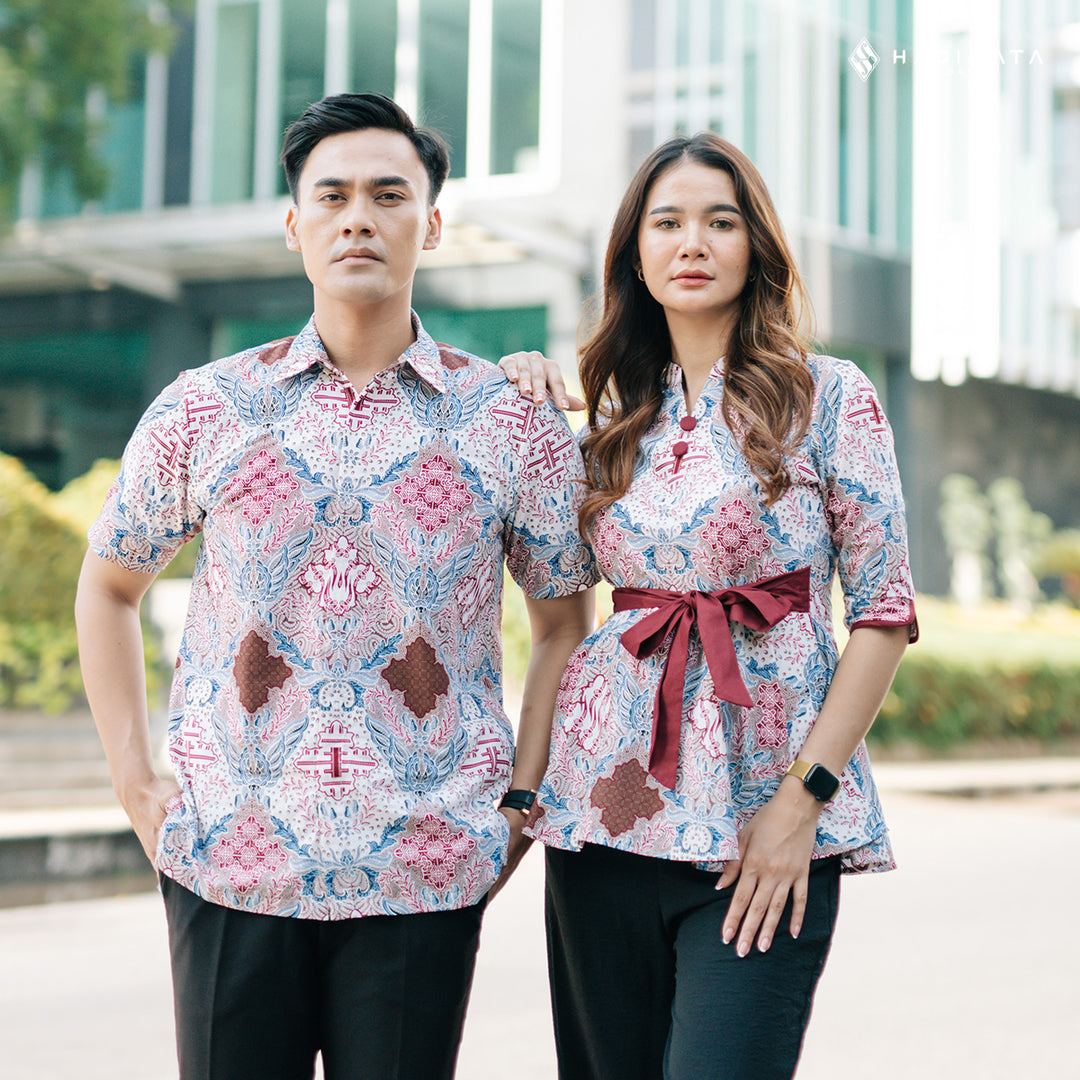 Hadinata Batik Sarimbit Set Batik Couple Gilby Nayla - Kemeja Pendek & Blouse