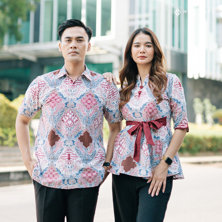 Hadinata Batik Sarimbit Set Batik Couple Gilby Nayla - Kemeja Pendek & Blouse
