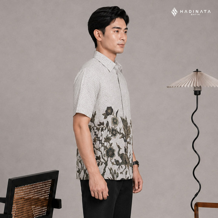 Hadinata Batik Premium Kemeja Batik Pria Lengan Pendek Superfine Ghana Wening Grey