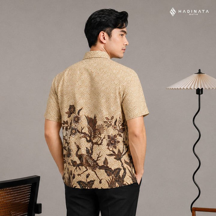 Hadinata Batik Premium Kemeja Batik Pria Lengan Pendek Superfine Ghana Wening Cream