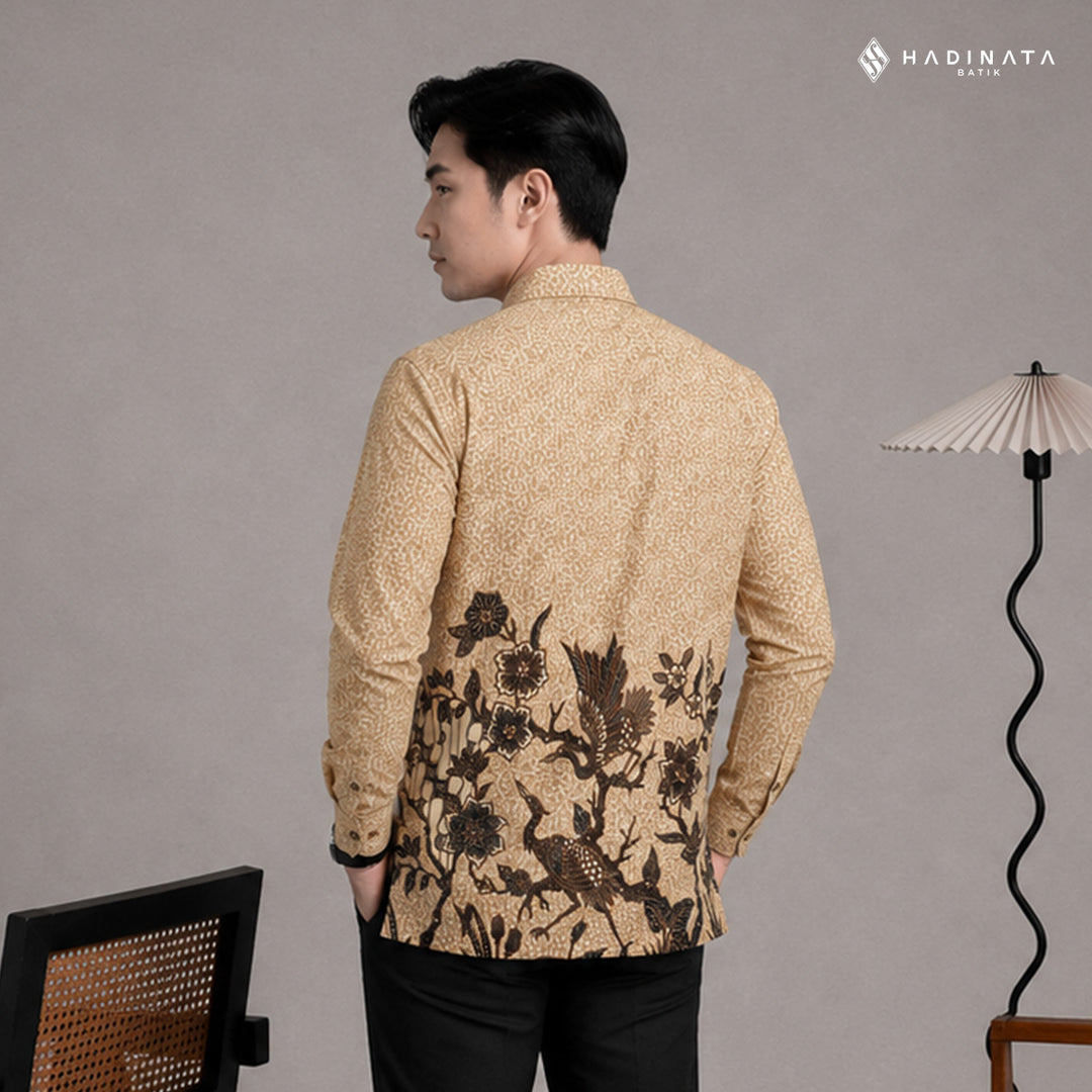 Hadinata Batik Premium Kemeja Batik Pria Lengan Panjang Superfine Furing Ghana Wening Cream