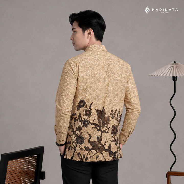 Hadinata Batik Premium Kemeja Batik Pria Lengan Panjang Superfine Furing Ghana Wening Cream