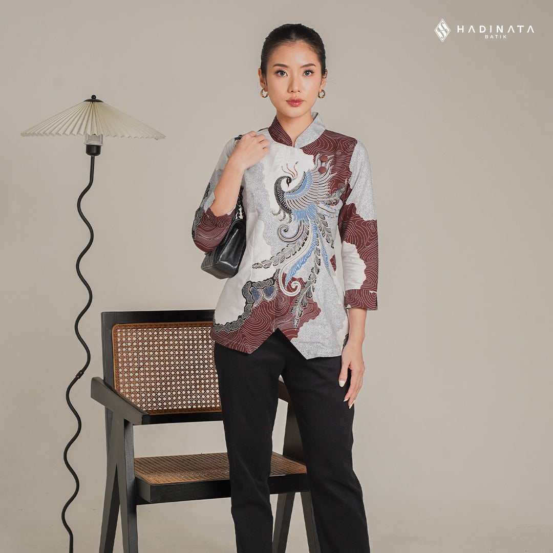 Hadinata Batik Premium Blouse Batik Wanita Superfine Dharsana Maroon
