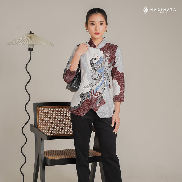 Hadinata Batik Premium Blouse Batik Wanita Superfine Dharsana Maroon