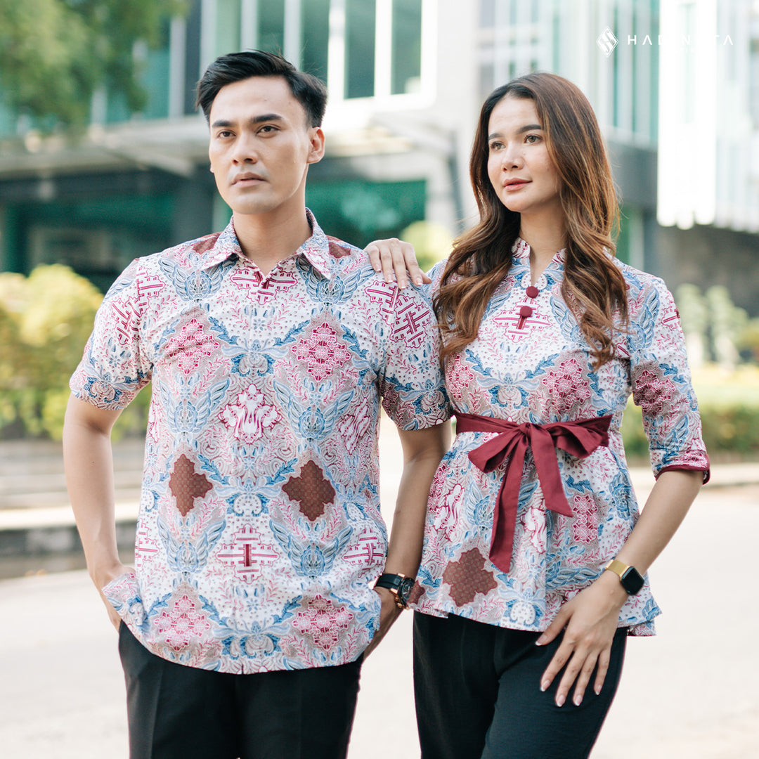 Hadinata Batik Sarimbit Set Batik Couple Gilby Nayla - Kemeja Pendek & Blouse