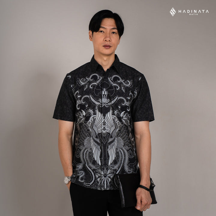 Hadinata Batik Premium Kemeja Batik Pria Lengan Pendek Superfine Harsh Black
