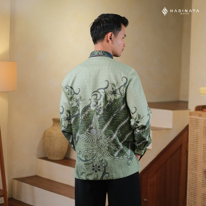 Hadinata Embroidery Batik Kemeja Panjang Dobby Kharisma Green