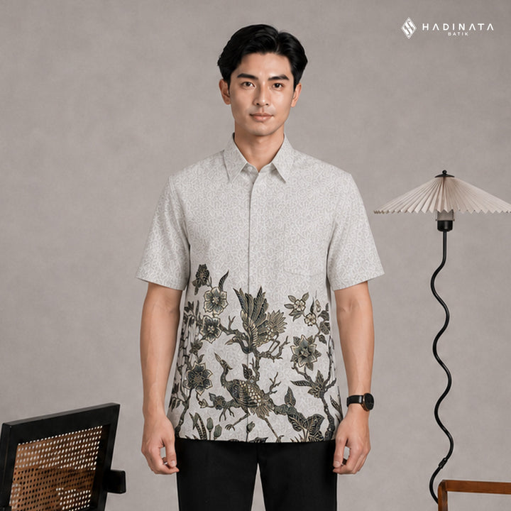 Hadinata Batik Premium Kemeja Batik Pria Lengan Pendek Superfine Ghana Wening Grey