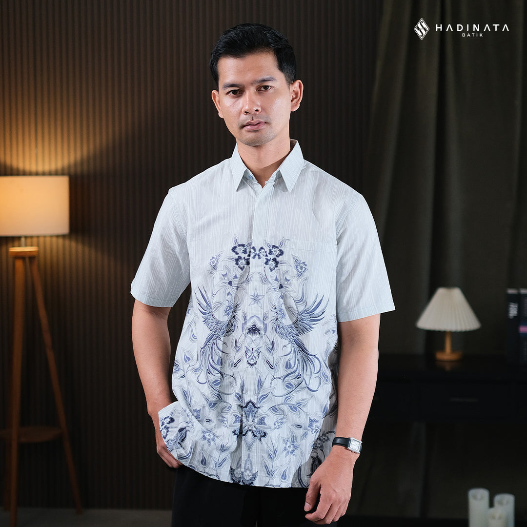 Hadinata Batik Premium Kemeja Batik Pria Lengan Pendek Superfine Andaru White