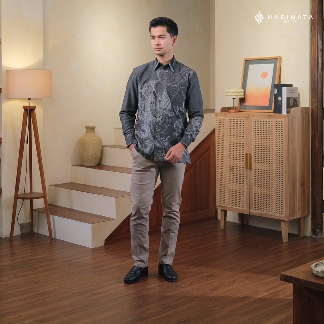 Kemeja Batik Signature Lengan Panjang Dobby - Wirapaksa Grey