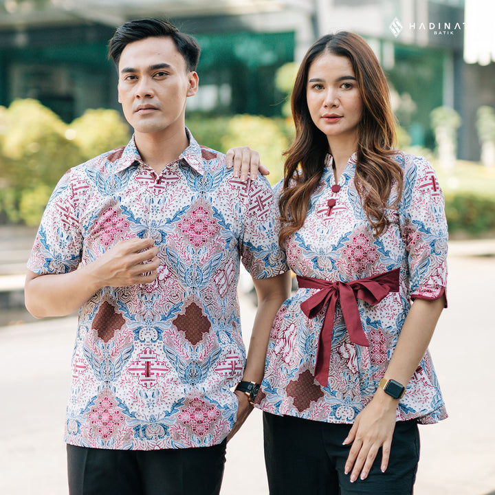 Hadinata Batik Sarimbit Set Batik Couple Gilby Nayla - Kemeja Pendek & Blouse