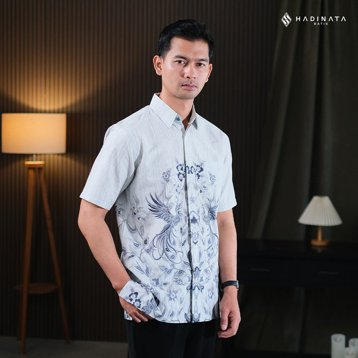 Hadinata Batik Premium Kemeja Batik Pria Lengan Pendek Superfine Andaru White
