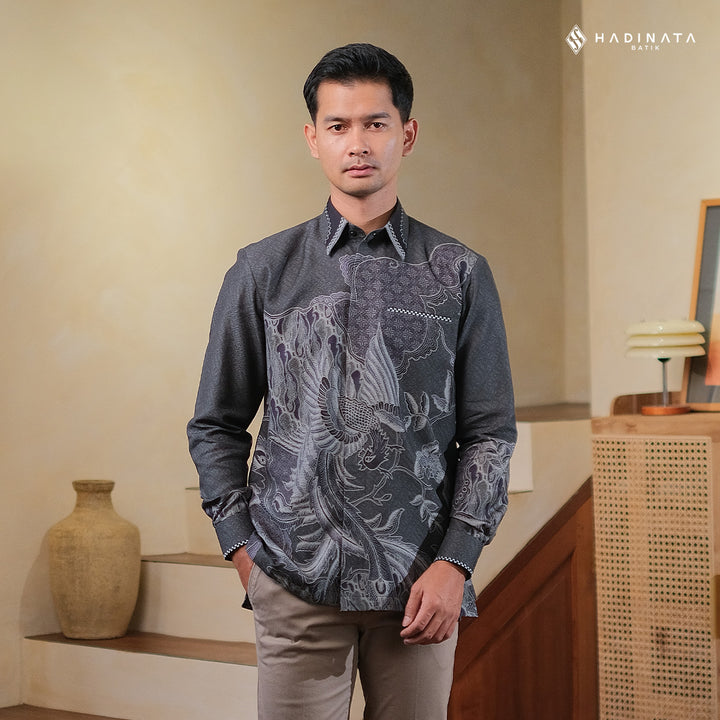 Kemeja Batik Signature Lengan Panjang Dobby - Wirapaksa Grey