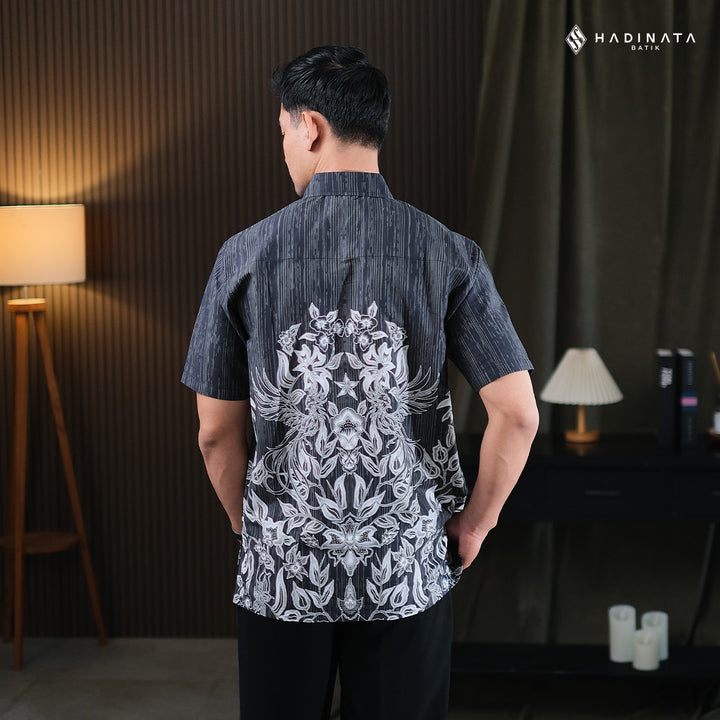 Hadinata Batik Premium Kemeja Batik Pria Lengan Pendek Superfine Andaru Black