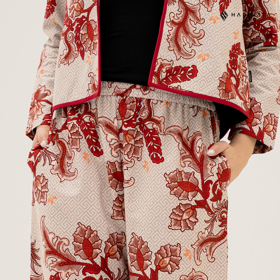 Hadinata Batik Premium Set Blazer Celana Gracika Red