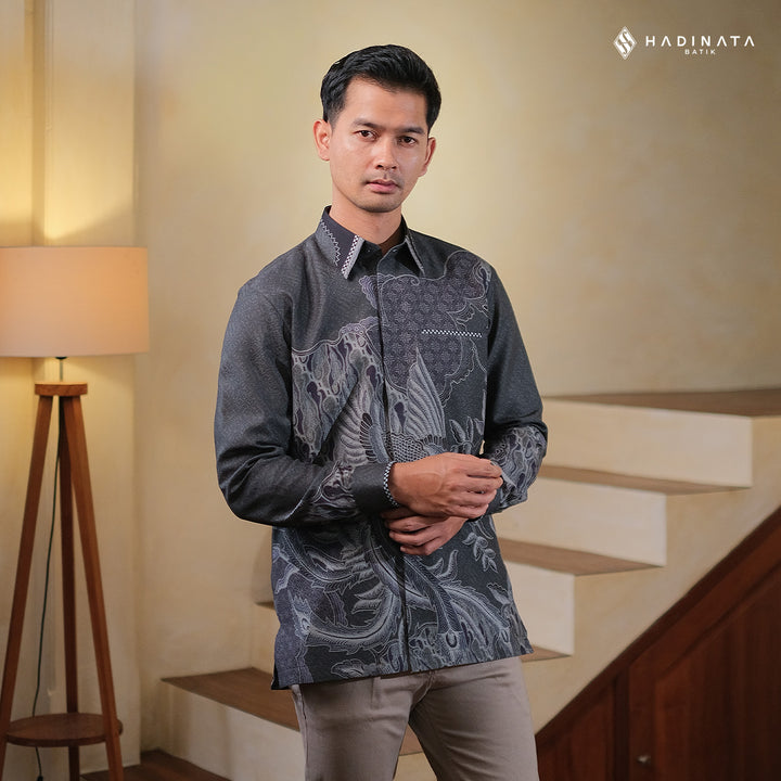 Kemeja Batik Signature Lengan Panjang Dobby - Wirapaksa Grey