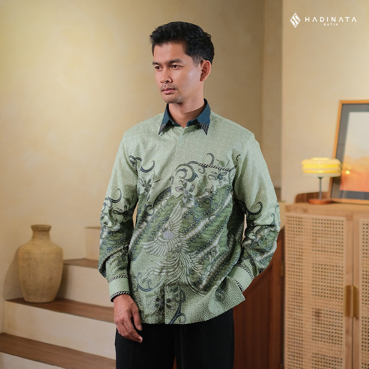 Hadinata Embroidery Batik Kemeja Panjang Dobby Kharisma Green