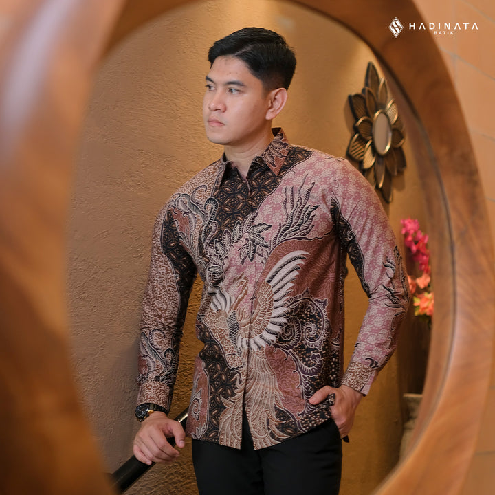 Hadinata Batik Premium Kemeja Batik Pria Lengan Panjang Superfine Furing Bhumi Paksi Brown