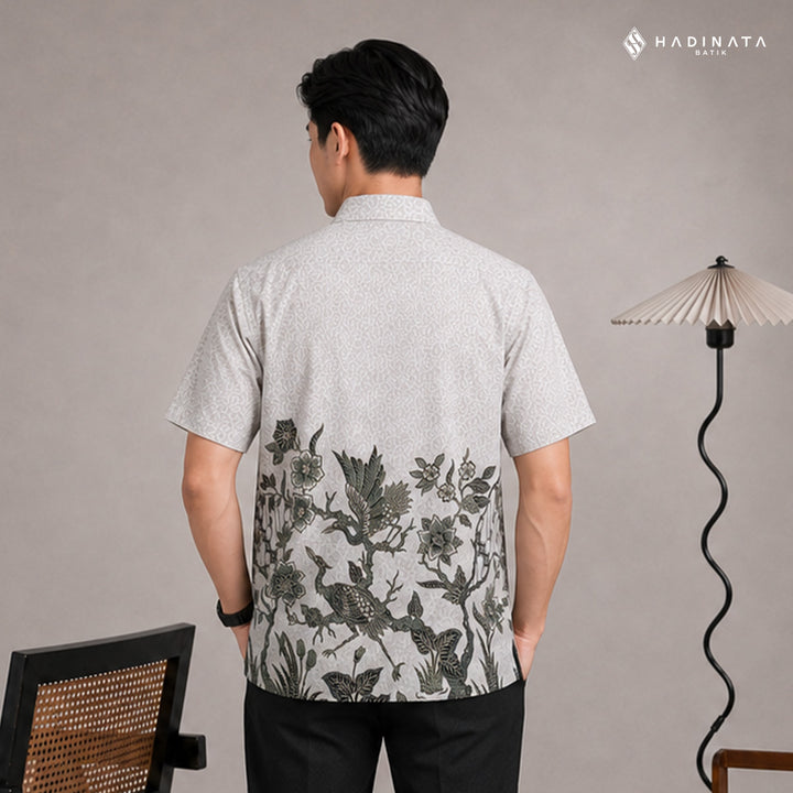 Hadinata Batik Premium Kemeja Batik Pria Lengan Pendek Superfine Ghana Wening Grey