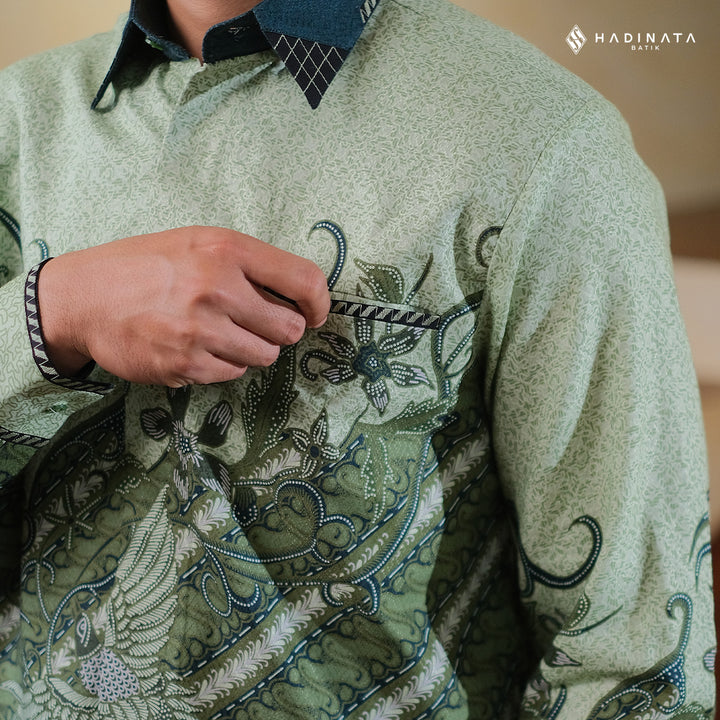 Hadinata Embroidery Batik Kemeja Panjang Dobby Kharisma Green