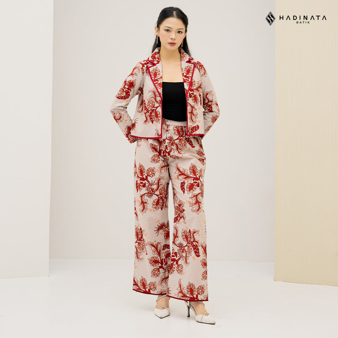 Hadinata Batik Premium Set Blazer Celana Gracika Red