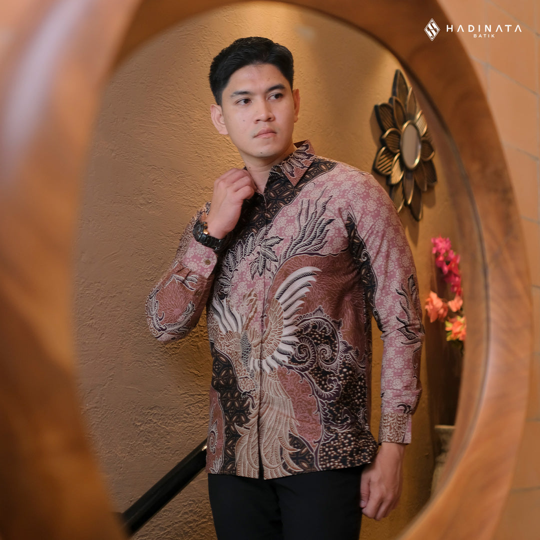 Hadinata Batik Premium Kemeja Batik Pria Lengan Panjang Superfine Furing Bhumi Paksi Brown