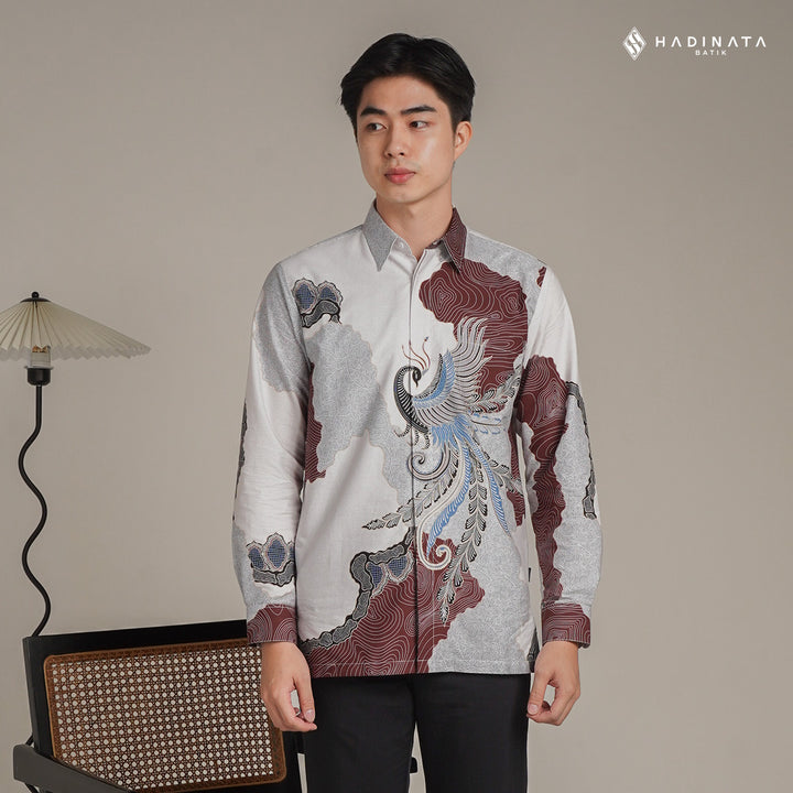 Hadinata Batik Premium Kemeja Batik Pria Lengan Panjang Superfine Furing Dharsana Maroon