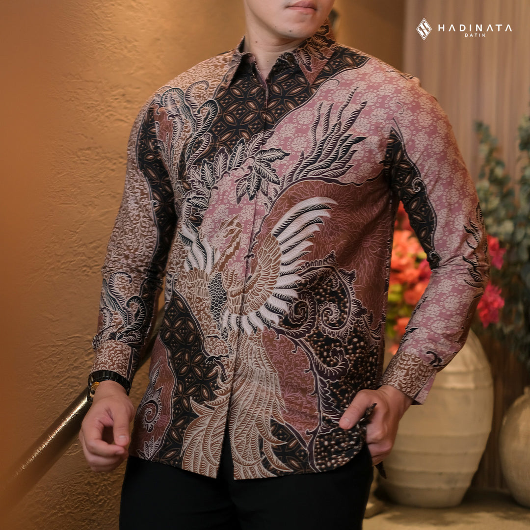 Hadinata Batik Premium Kemeja Batik Pria Lengan Panjang Superfine Furing Bhumi Paksi Brown