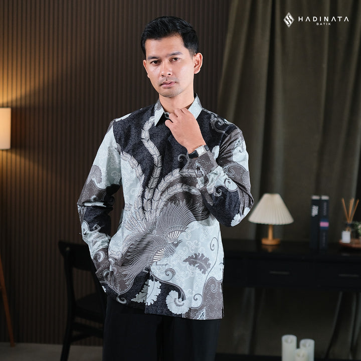 Hadinata Batik Premium Kemeja Batik Pria Lengan Panjang Superfine Furing Vargaz Black