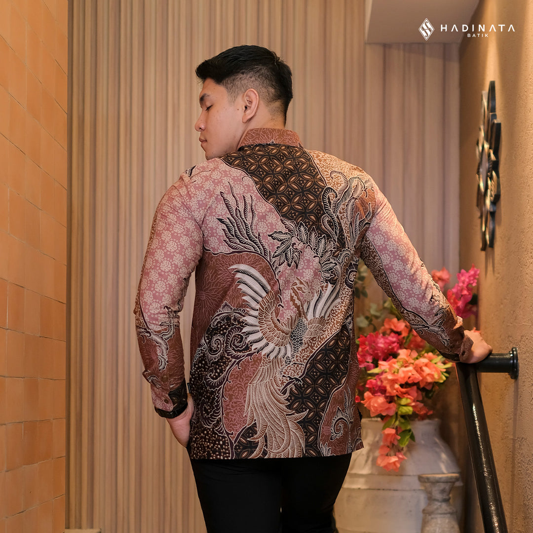 Hadinata Batik Premium Kemeja Batik Pria Lengan Panjang Superfine Furing Bhumi Paksi Brown