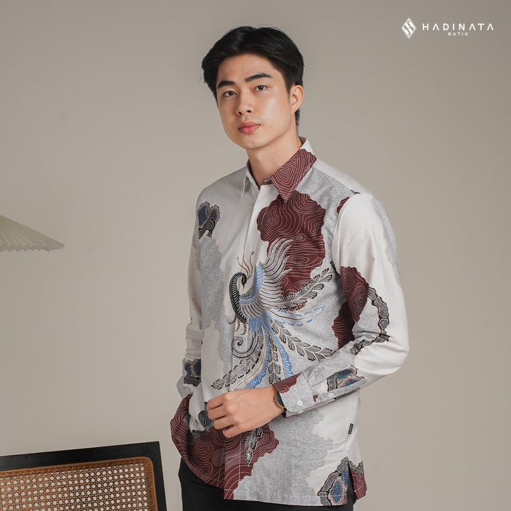 Hadinata Batik Premium Kemeja Batik Pria Lengan Panjang Superfine Furing Dharsana Maroon