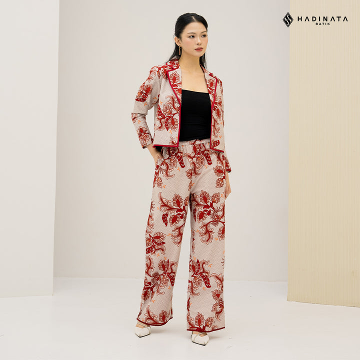 Hadinata Batik Premium Set Blazer Celana Gracika Red