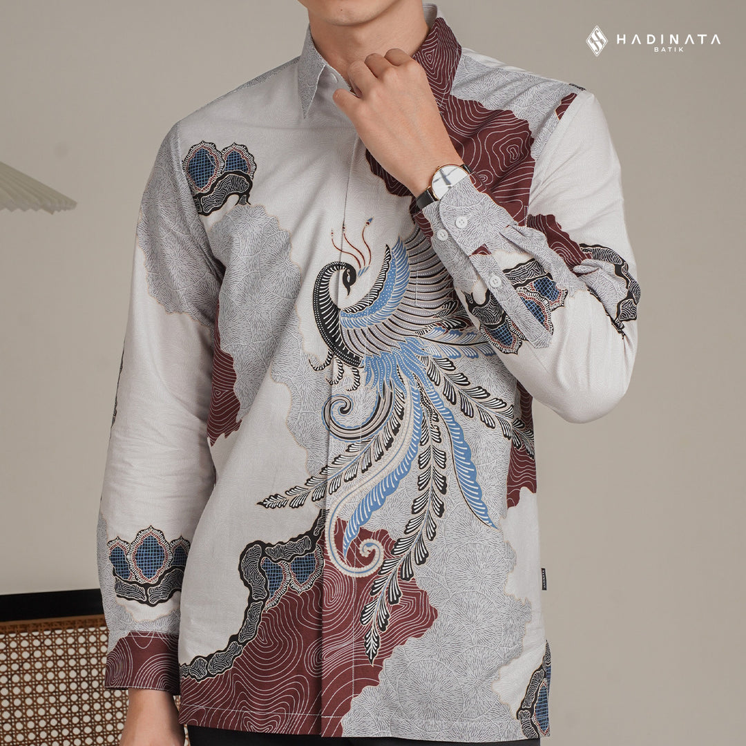 Hadinata Batik Premium Kemeja Batik Pria Lengan Panjang Superfine Furing Dharsana Maroon