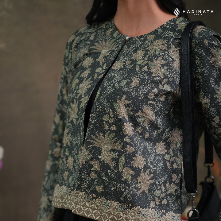 Hadinata Batik Premium Outer Wanita Superfine Furing Senandika Green