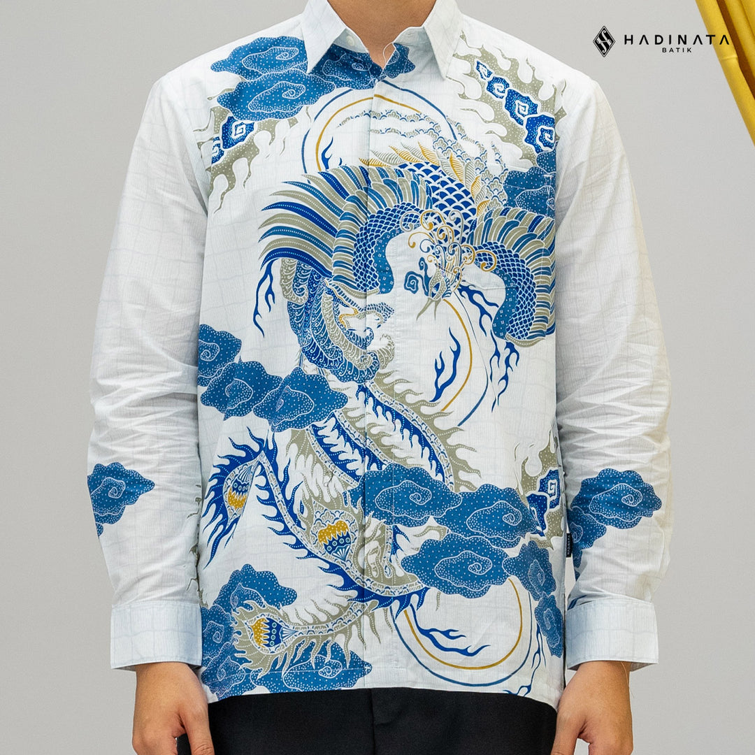 Hadinata Batik Premium Kemeja Batik Pria Lengan Panjang Superfine Furing Bhawana White