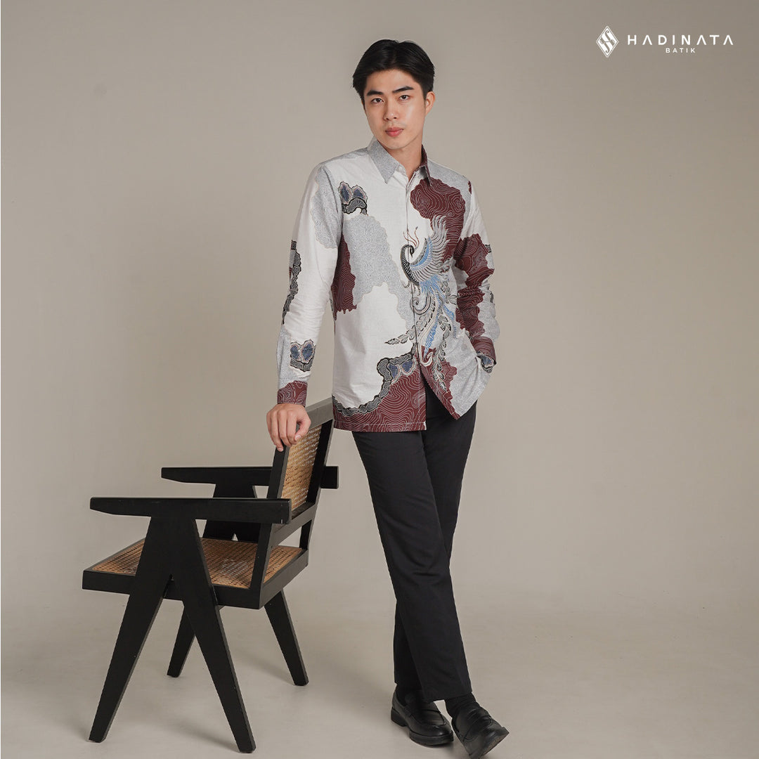 Hadinata Batik Premium Kemeja Batik Pria Lengan Panjang Superfine Furing Dharsana Maroon