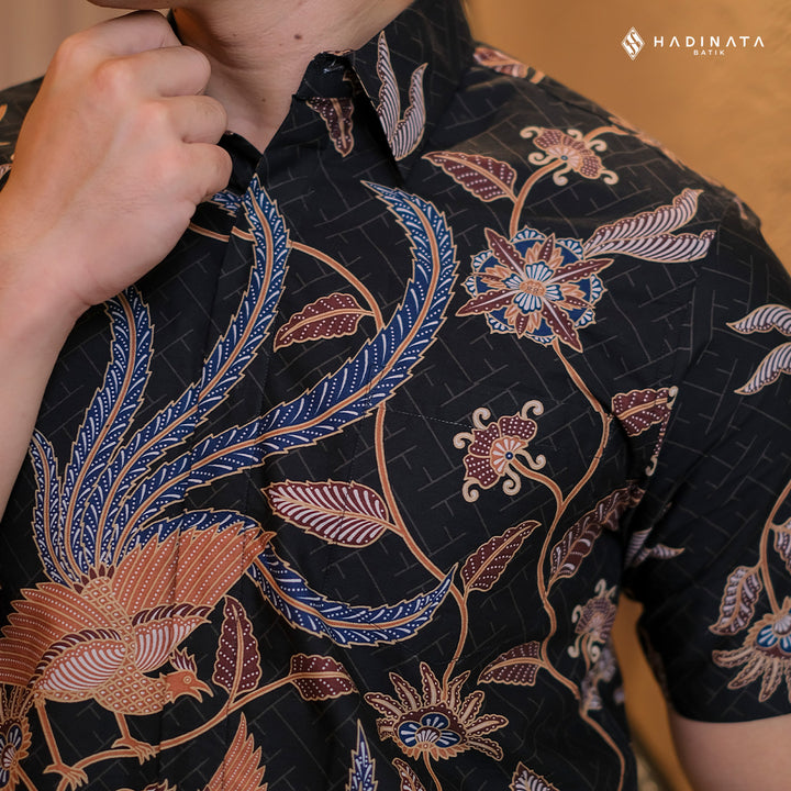 Hadinata Batik Premium Kemeja Batik Pria Lengan Pendek Superfine Klarsa Black