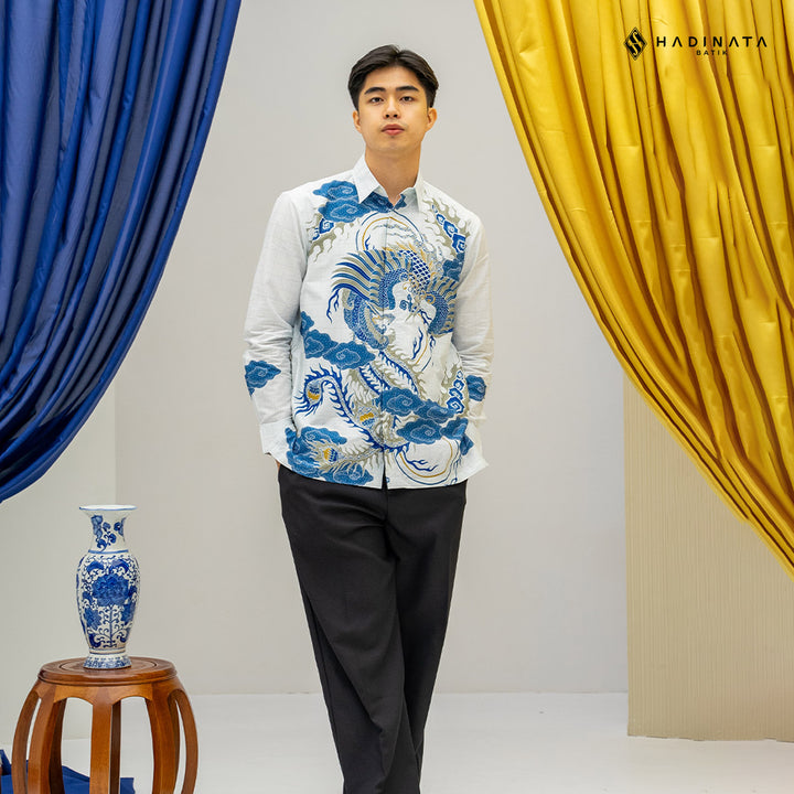 Hadinata Batik Premium Kemeja Batik Pria Lengan Panjang Superfine Furing Bhawana White