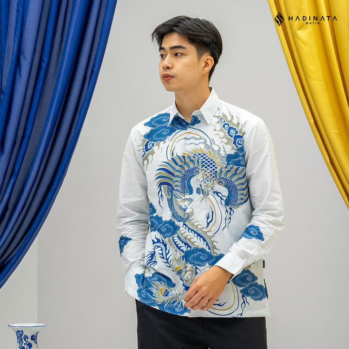 Hadinata Batik Premium Kemeja Batik Pria Lengan Panjang Superfine Furing Bhawana White