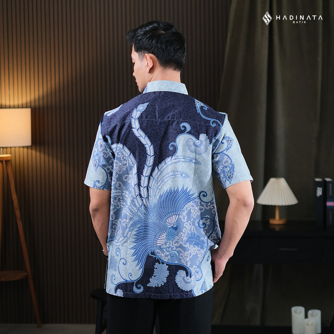 Hadinata Batik Premium Kemeja Batik Pria Lengan Pendek Superfine Vargaz Navy