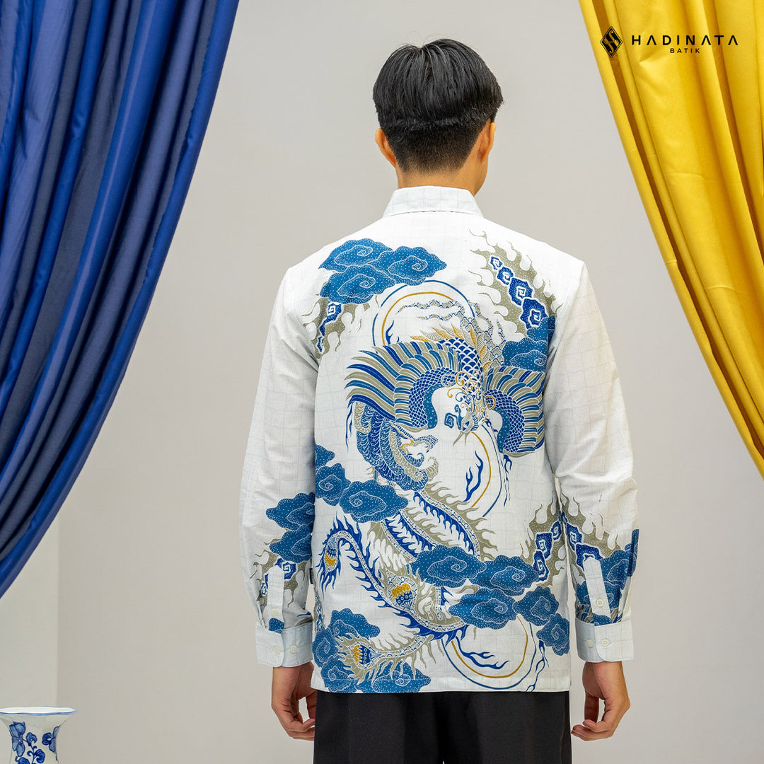 Hadinata Batik Premium Kemeja Batik Pria Lengan Panjang Superfine Furing Bhawana White