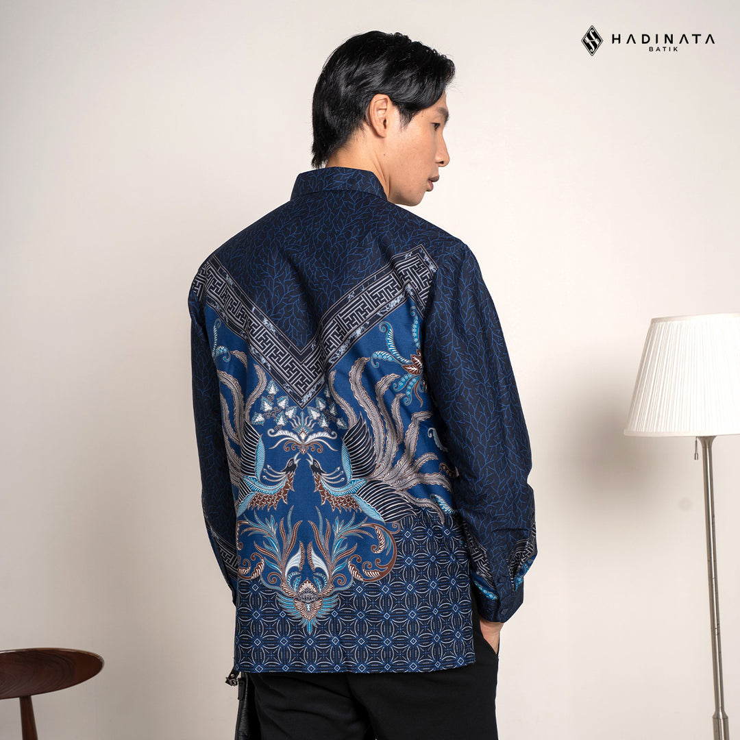 Hadinata Batik Premium Kemeja Batik Pria Lengan Panjang Superfine Furing Himaira Blue